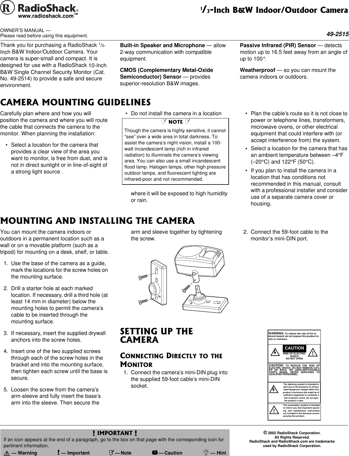 Page 1 of 2 - Radio-Shack Radio-Shack-49-2515-Users-Manual- RadioShack With In-Line CircleR-no Www  Radio-shack-49-2515-users-manual