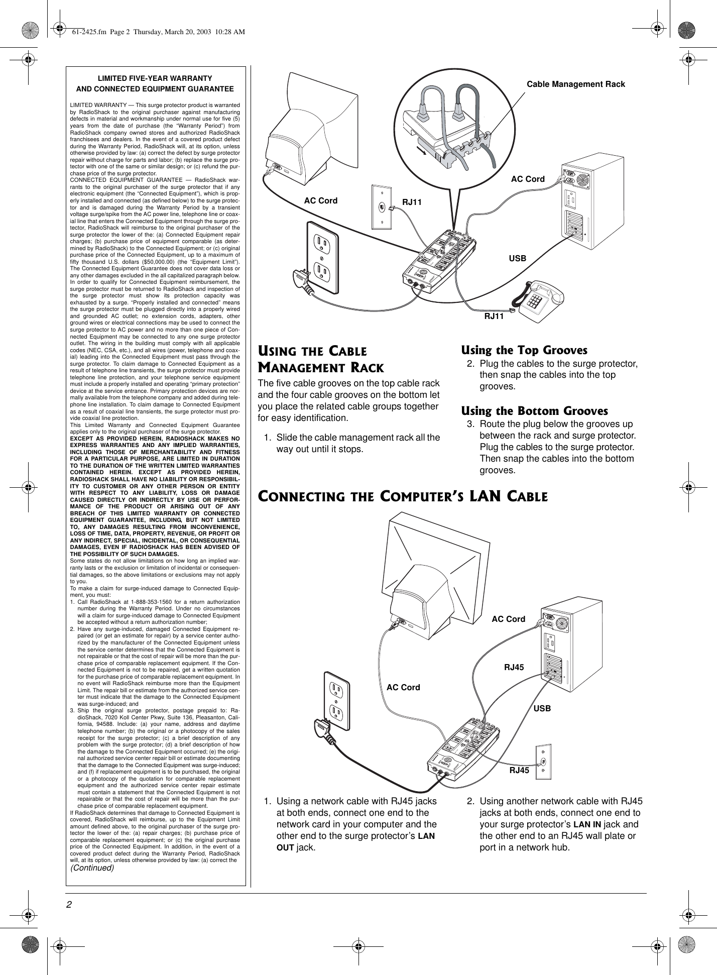 Page 2 of 8 - Radio-Shack Radio-Shack-61-2425-Users-Manual- 61-2425  Radio-shack-61-2425-users-manual