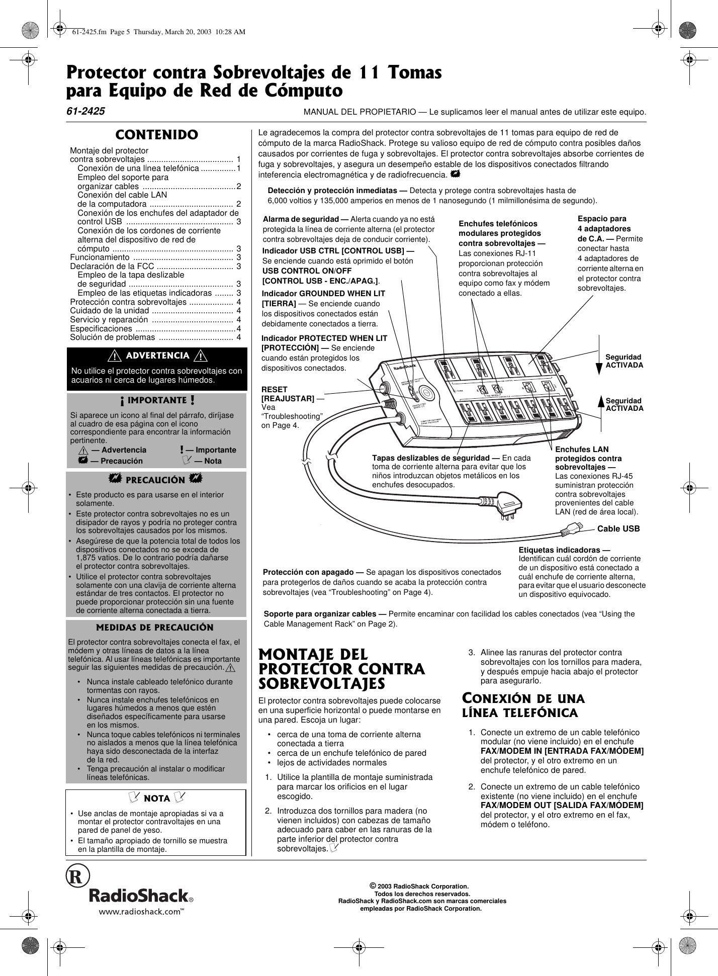 Page 5 of 8 - Radio-Shack Radio-Shack-61-2425-Users-Manual- 61-2425  Radio-shack-61-2425-users-manual