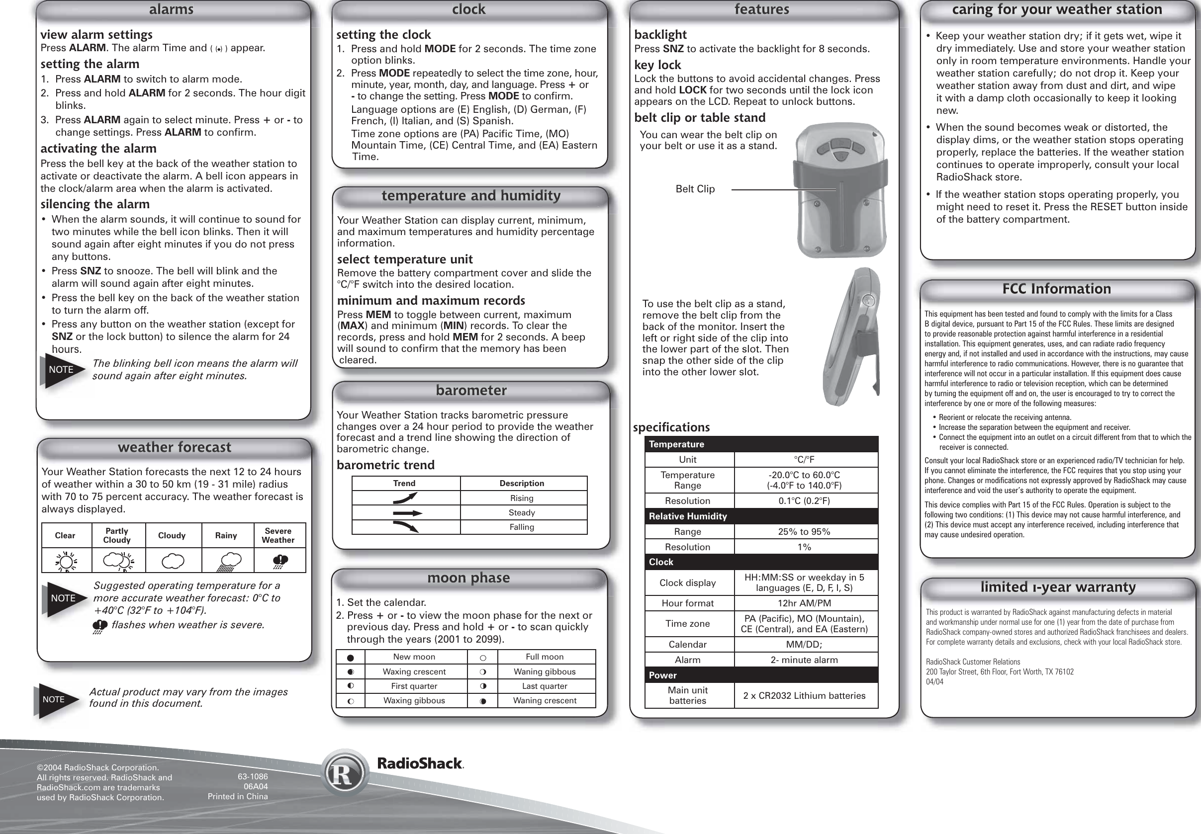 Page 2 of 2 - Radio-Shack Radio-Shack-63-1086-Users-Manual- 63-1086 A3 063004 Radio-shack-63-1086-users-manual