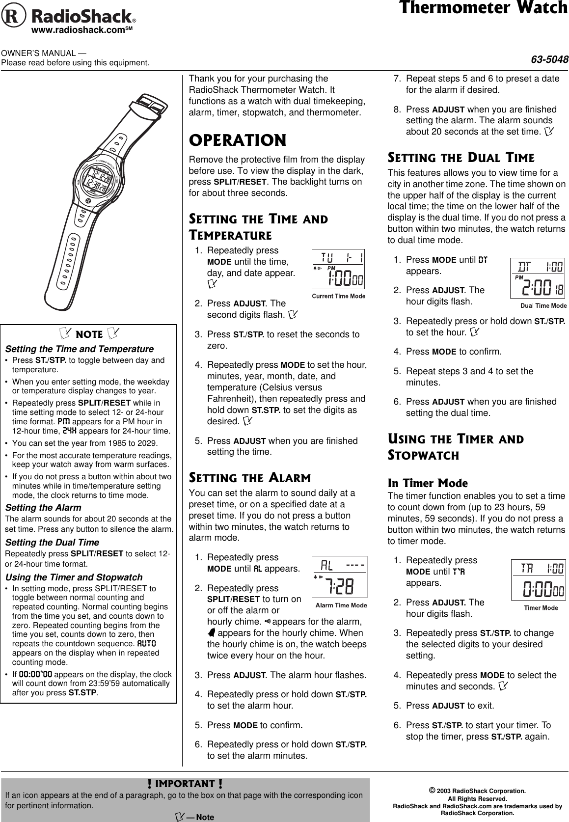 Page 1 of 2 - Radio-Shack Radio-Shack-63-5048-Users-Manual- 63-5048  Radio-shack-63-5048-users-manual
