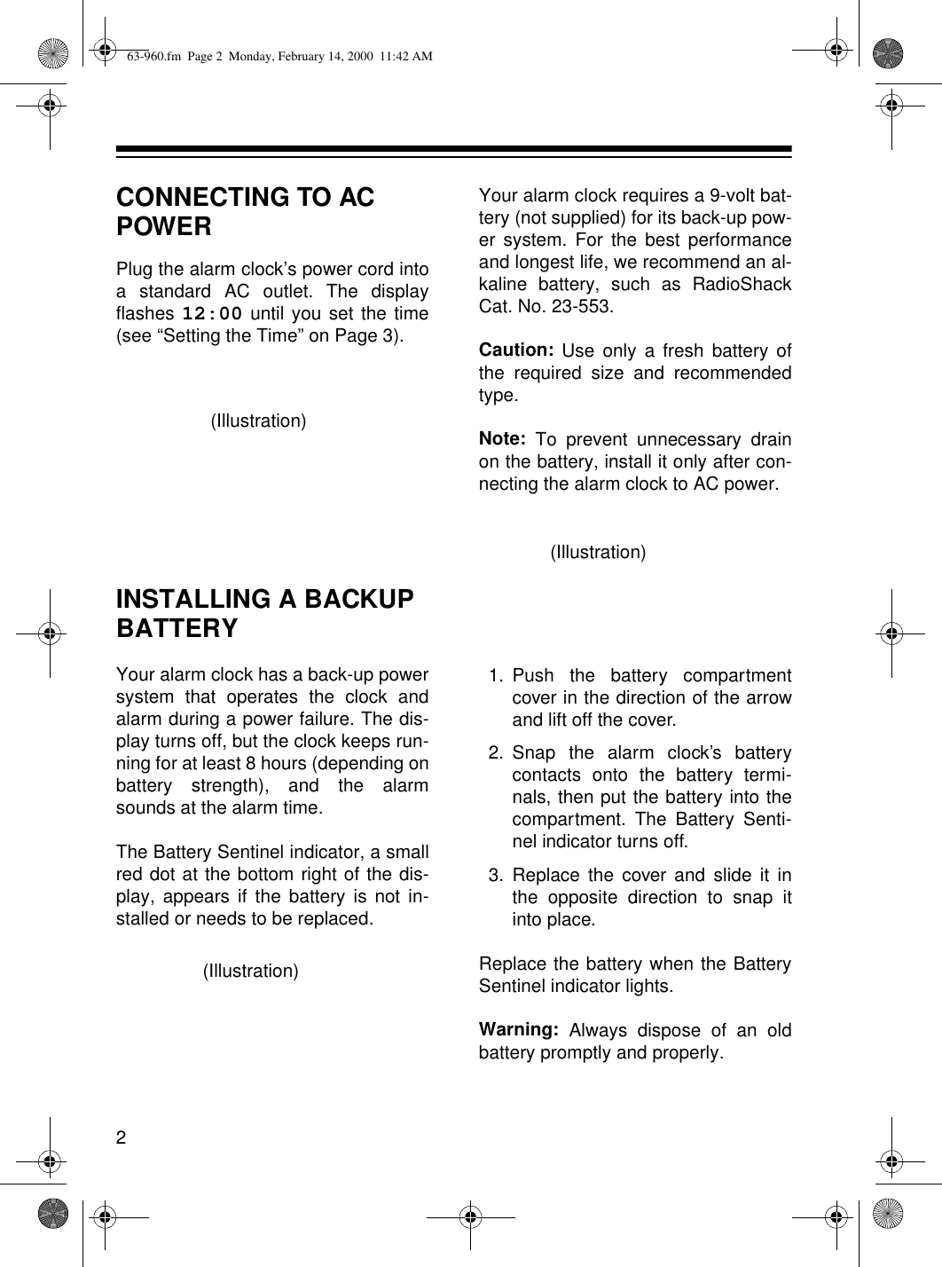 Page 2 of 6 - Radio-Shack Radio-Shack-63-960-Users-Manual-  Radio-shack-63-960-users-manual