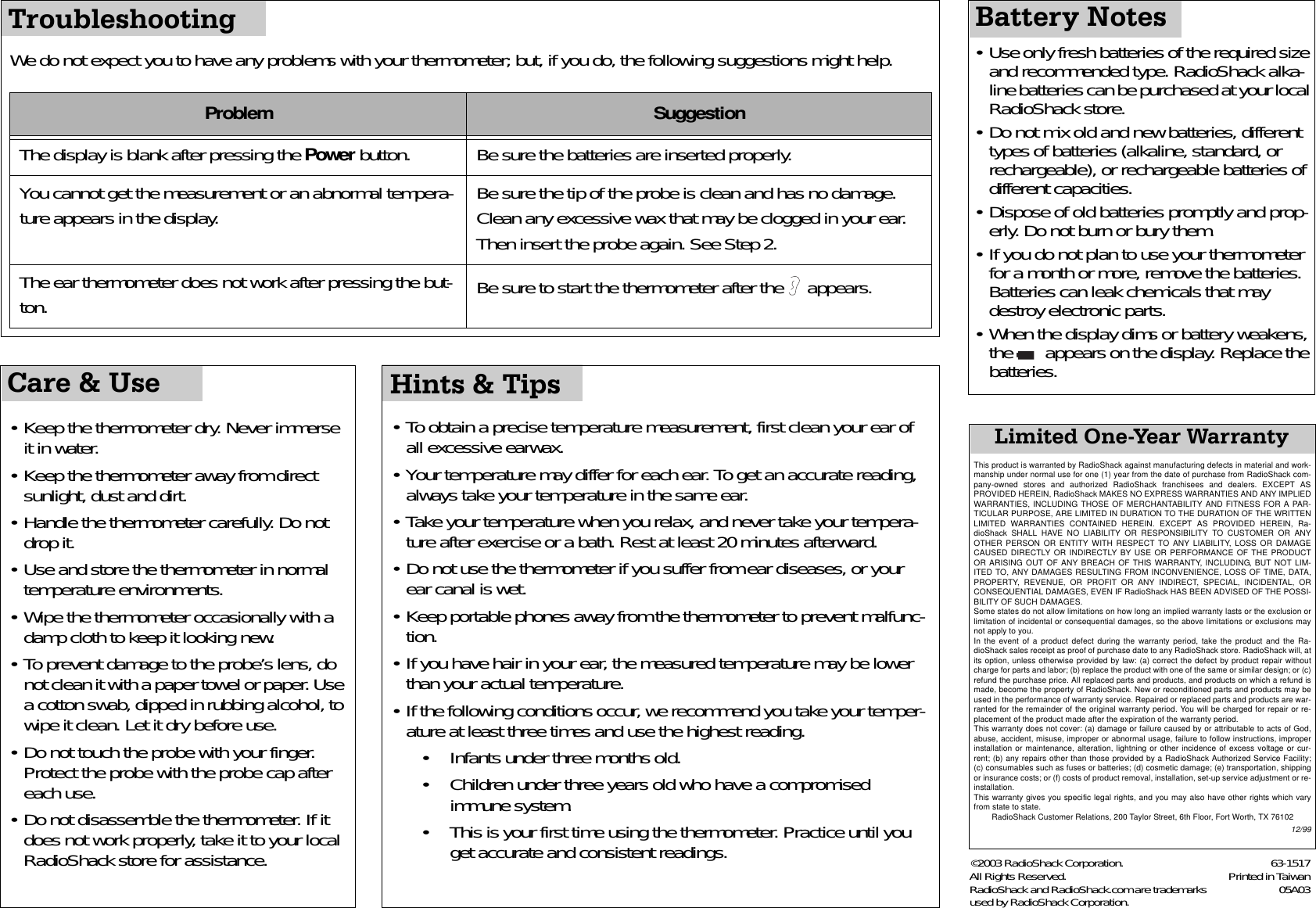 Page 2 of 2 - Radio-Shack Radio-Shack-Lifewise-63-1517-Users-Manual- 63-1517  Radio-shack-lifewise-63-1517-users-manual