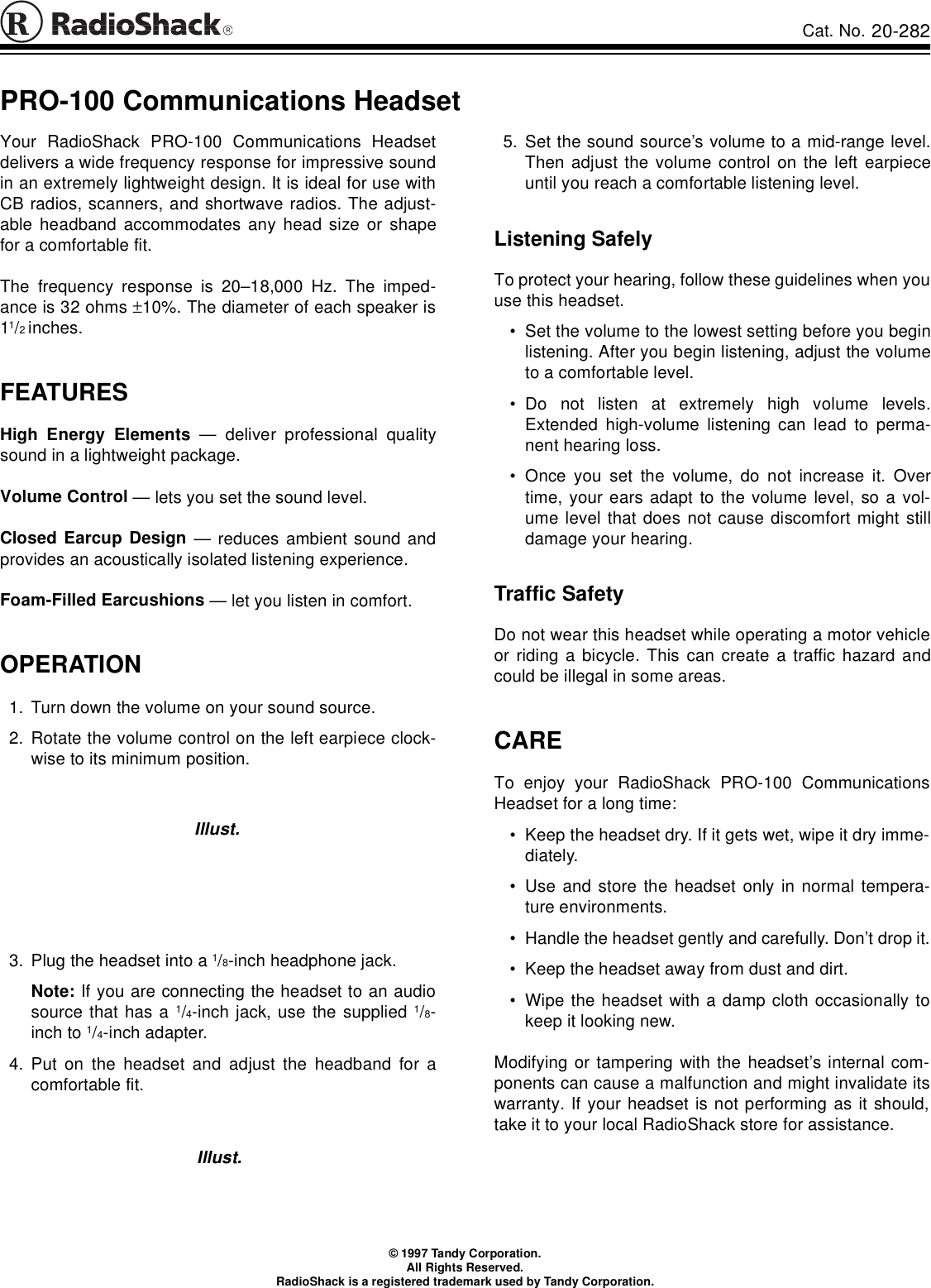 Radio Shack Pro 100 Users Manual 20 282