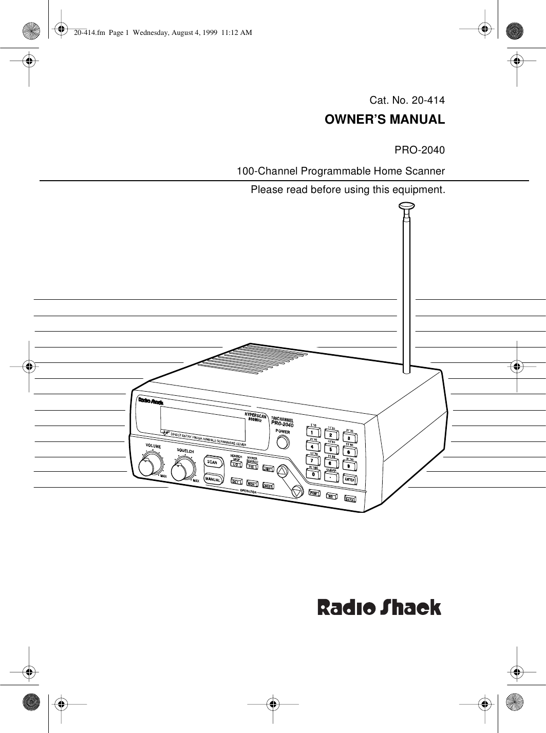 Radio Shack Pro 2040 Users Manual 20 414
