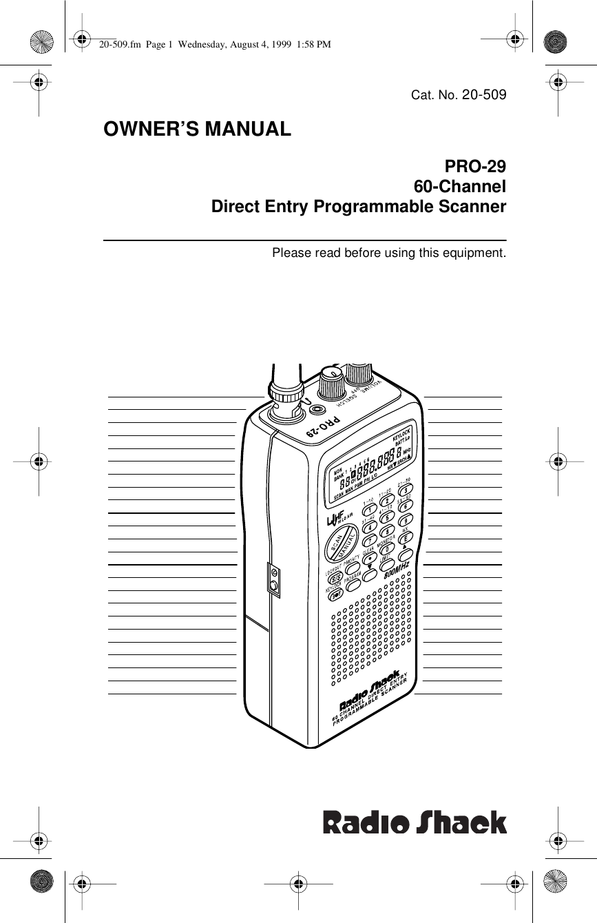 Radio Shack Pro 106 Manual