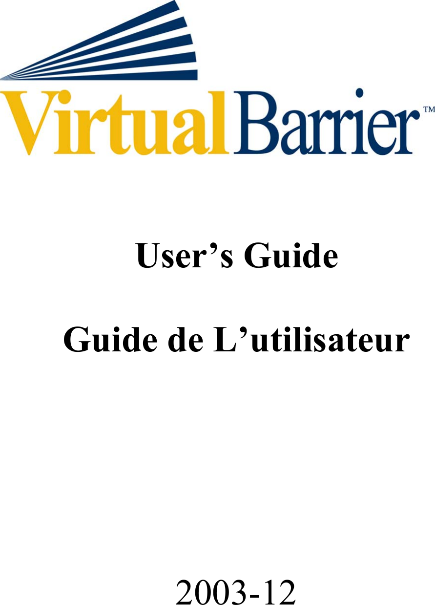       User’s Guide  Guide de L’utilisateur      2003-12   