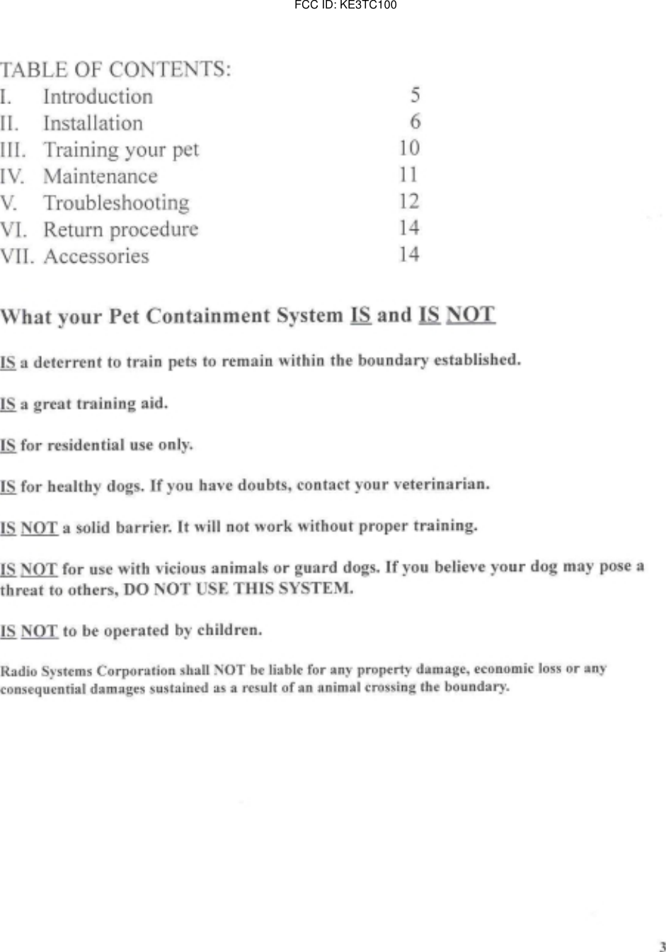 FCC ID: KE3TC100