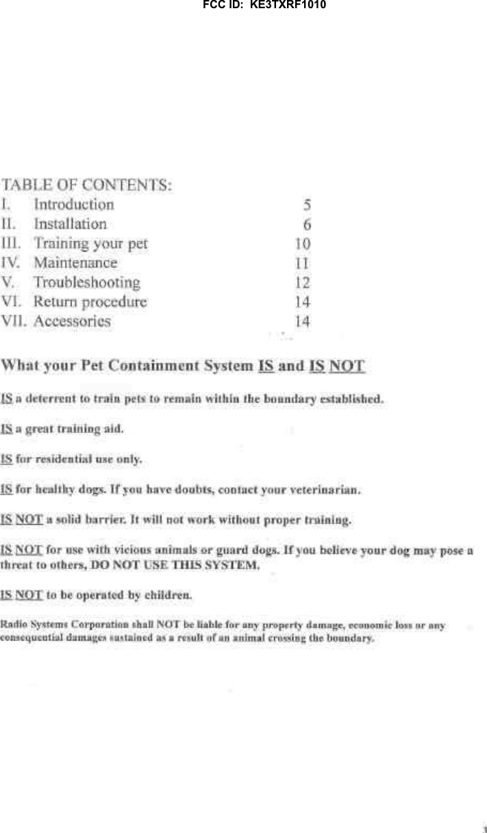 FCC ID:  KE3TXRF1010