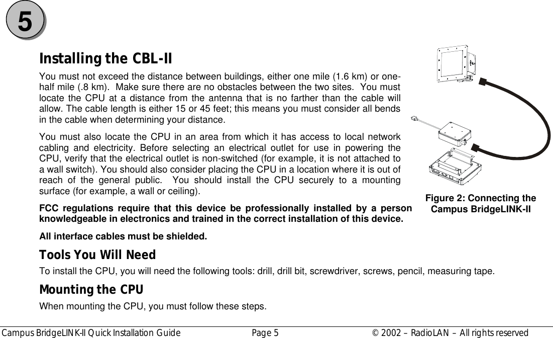 RadioLAN Group 377 5 7GHz Wireless LAN User Manual CBL II Quickstart 
