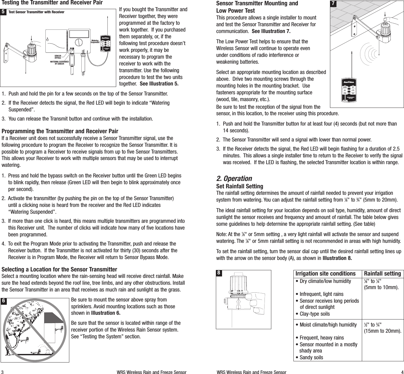 Rain Bird Controls Mfg Division WST Wireless Rain Sensor User Manual