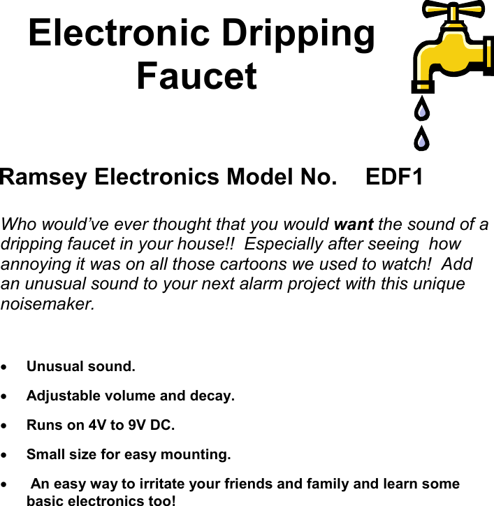 Page 1 of 12 - Ramsey-Electronics Ramsey-Electronics-Fan-Edf1-Users-Manual- EDF1  Ramsey-electronics-fan-edf1-users-manual