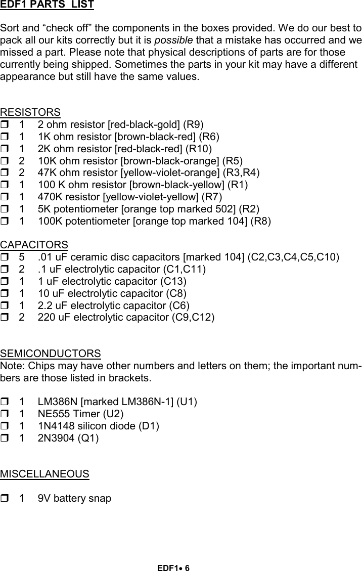 Page 6 of 12 - Ramsey-Electronics Ramsey-Electronics-Fan-Edf1-Users-Manual- EDF1  Ramsey-electronics-fan-edf1-users-manual