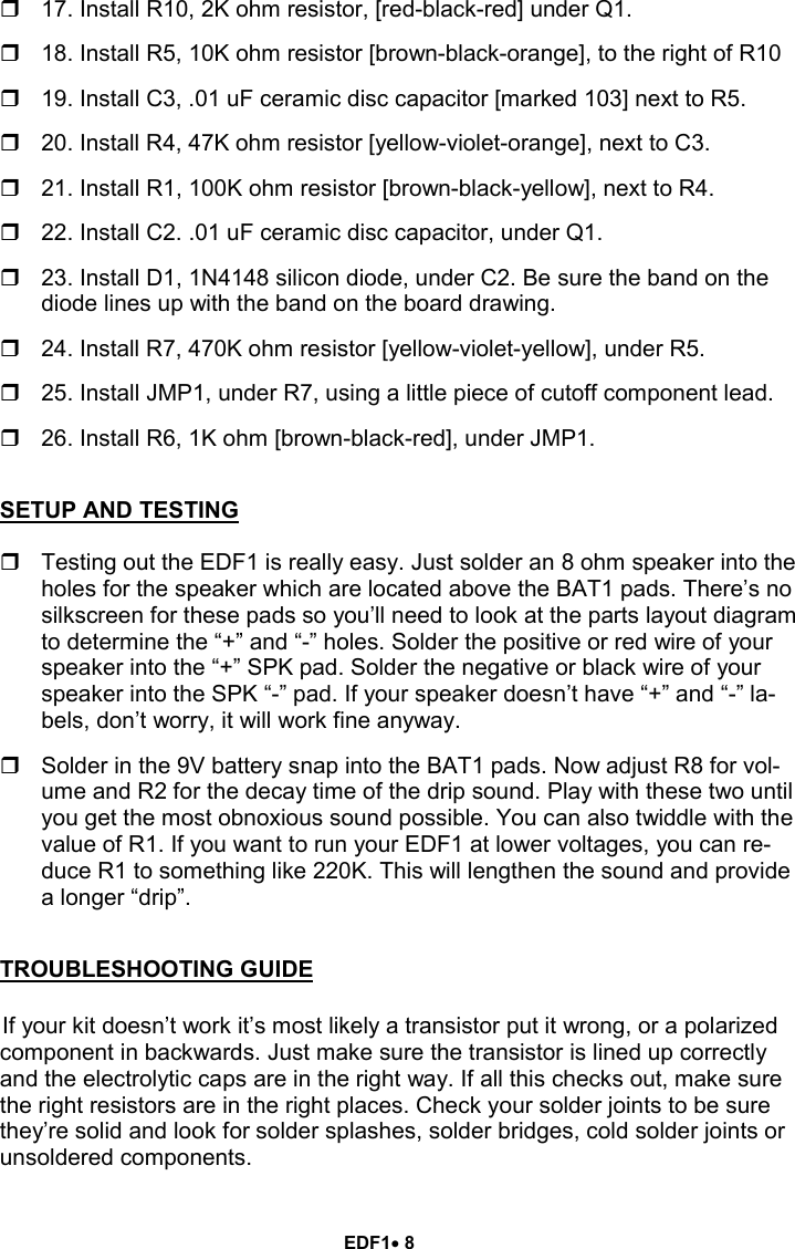 Page 8 of 12 - Ramsey-Electronics Ramsey-Electronics-Fan-Edf1-Users-Manual- EDF1  Ramsey-electronics-fan-edf1-users-manual