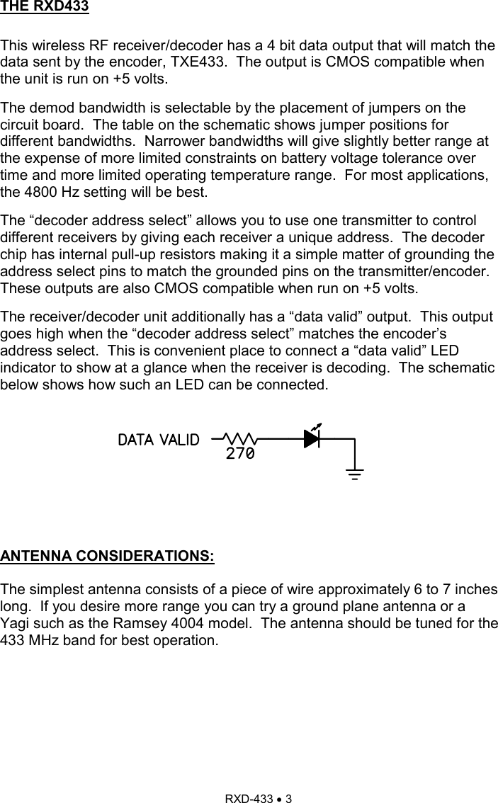 Page 3 of 8 - Ramsey-Electronics Ramsey-Electronics-Wireless-Rf-Link-Receiver-Decoder-Rxd433-Users-Manual- Rxd-433  Ramsey-electronics-wireless-rf-link-receiver-decoder-rxd433-users-manual