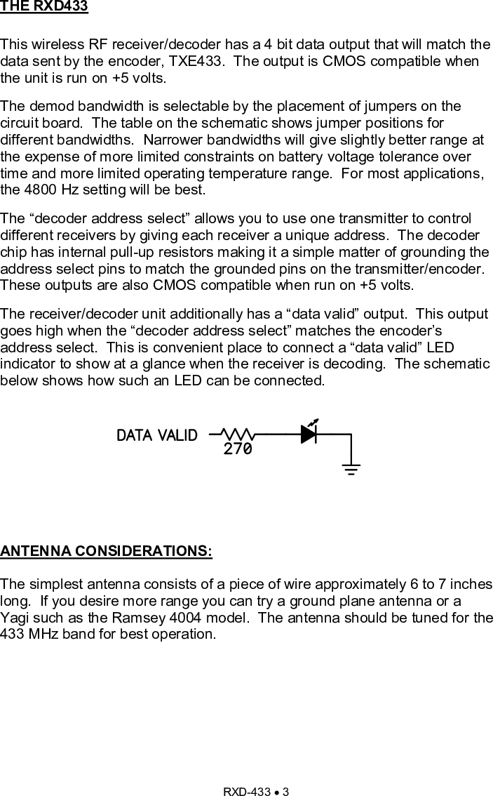 Page 4 of 8 - Ramsey-Electronics Ramsey-Electronics-Wireless-Rf-Link-Receiver-Decoder-Rxd433-Users-Manual- Rxd-433  Ramsey-electronics-wireless-rf-link-receiver-decoder-rxd433-users-manual