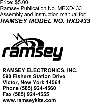 Page 8 of 8 - Ramsey-Electronics Ramsey-Electronics-Wireless-Rf-Link-Receiver-Decoder-Rxd433-Users-Manual- Rxd-433  Ramsey-electronics-wireless-rf-link-receiver-decoder-rxd433-users-manual
