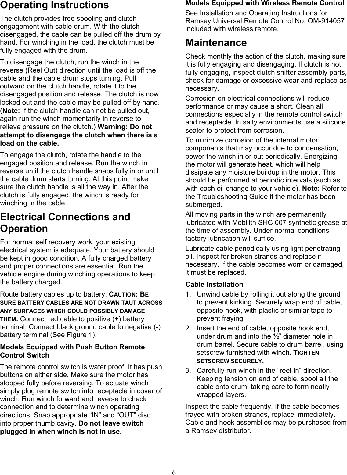 Page 6 of 12 - Ramsey Ramsey-Front-Mount-Electric-Winch-Patriot-15000-Users-Manual 914089-0405-M