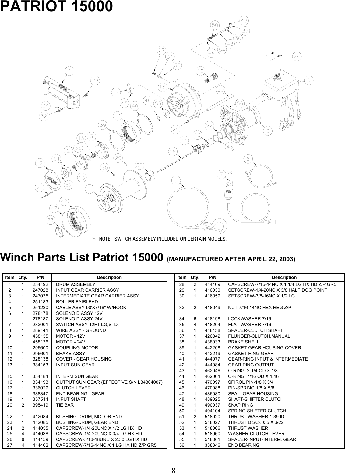 Page 8 of 12 - Ramsey Ramsey-Front-Mount-Electric-Winch-Patriot-15000-Users-Manual 914089-0405-M