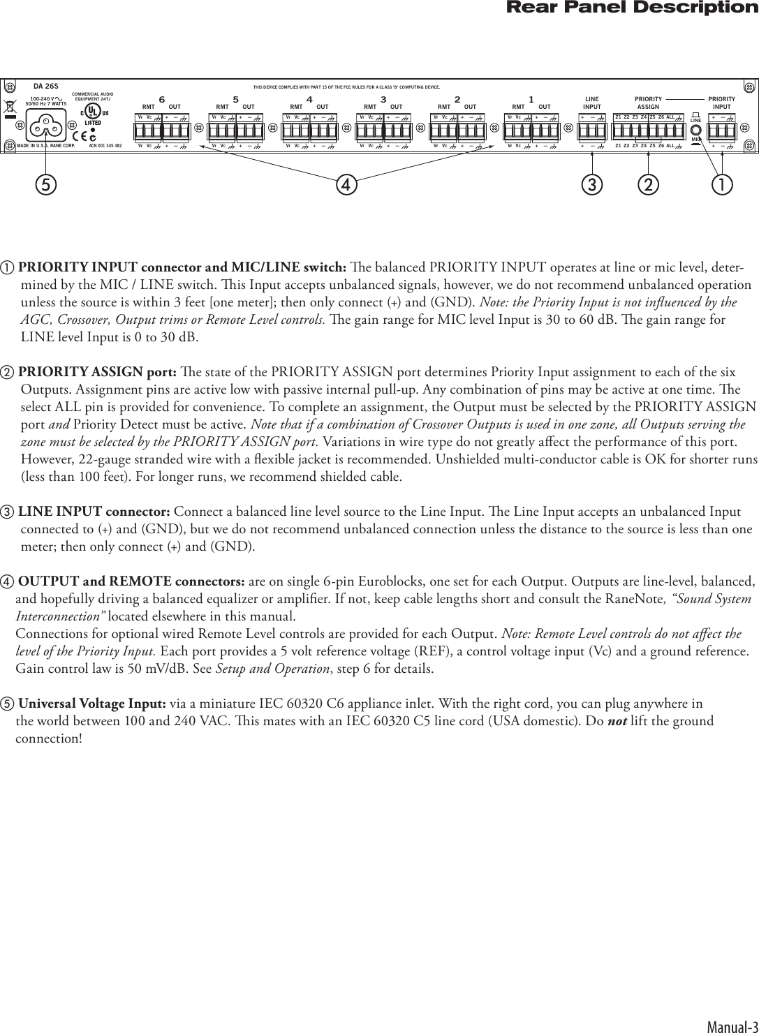 Page 3 of 4 - Rane Rane-Rane-Stereo-Amplifier-Da-26S-Users-Manual- DA 26S Manual  Rane-rane-stereo-amplifier-da-26s-users-manual