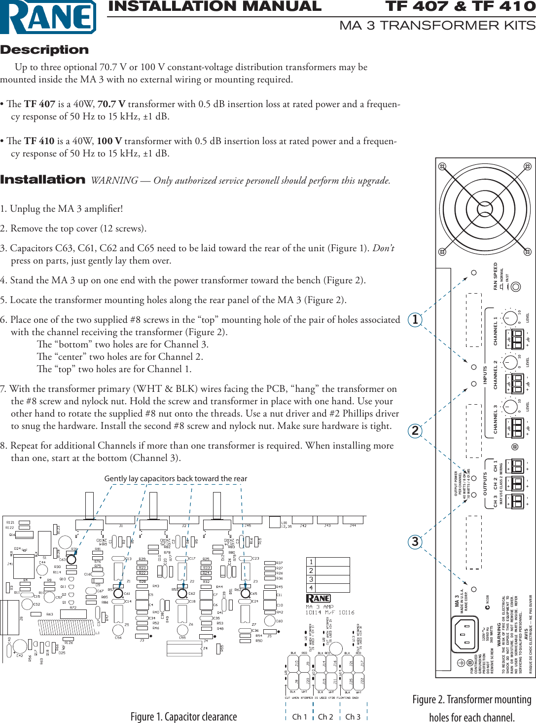 Page 1 of 2 - Rane Rane-Rane-Wheelchair-Tf-407-Users-Manual- TF 407 / 410 Installation Manual  Rane-rane-wheelchair-tf-407-users-manual