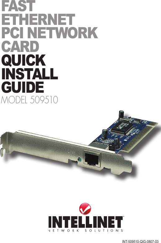 Rapidmax Technology 509510 10/100 FAST PCI NETWORK CARD User