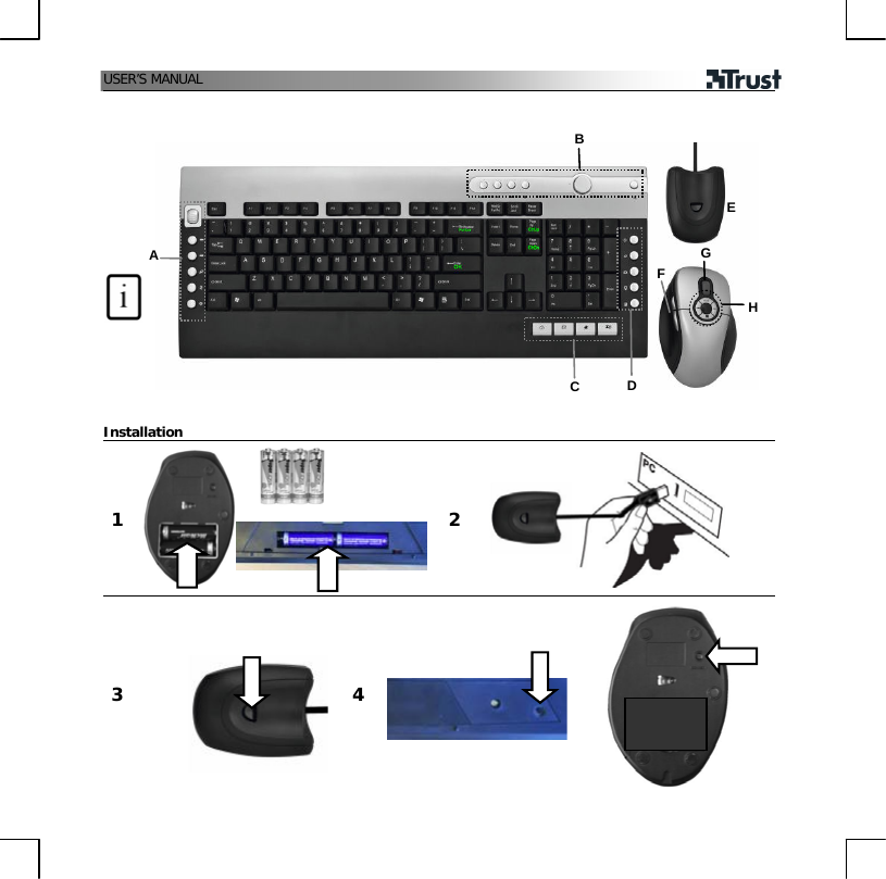 USER’S MANUAL                                             Installation 1  2 A B C  D E G F H                 4                                                                  3 