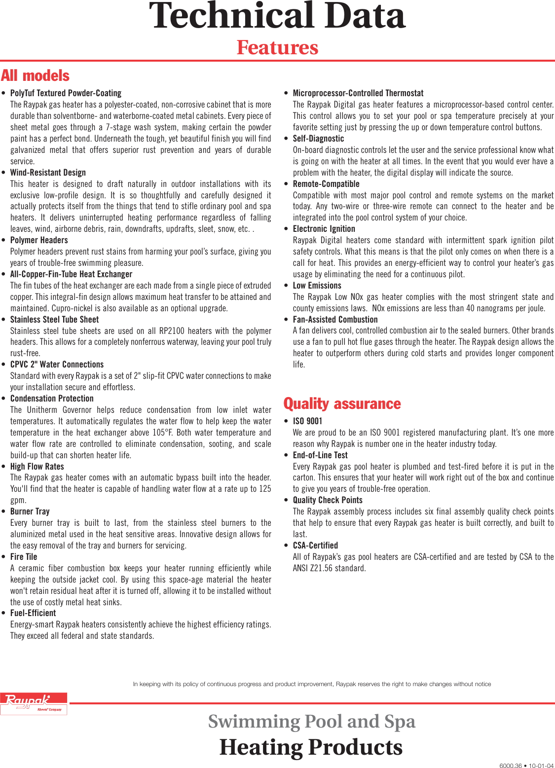 Page 2 of 2 - Raypak Raypak-Gas-Heaters-Users-Manual- 6000.36-Gas Tech Low NOx Raypak-gas-heaters-users-manual