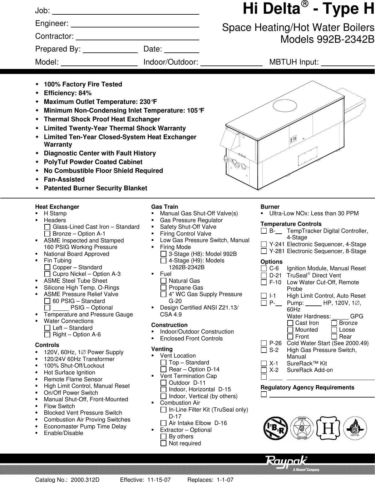 Page 1 of 2 - Raypak Raypak-Hi-Delta-992B-2342B-Users-Manual 2000.312D