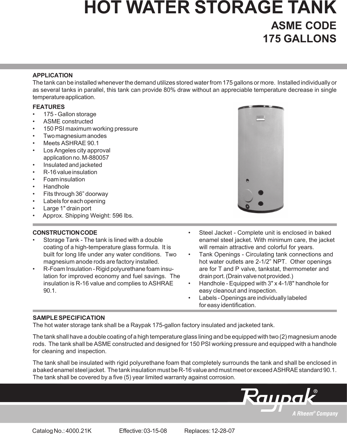 Page 1 of 2 - Raypak Raypak-Hot-Water-Storage-Tank-Asme-Code-Users-Manual- 4000.21k.pmd  Raypak-hot-water-storage-tank-asme-code-users-manual