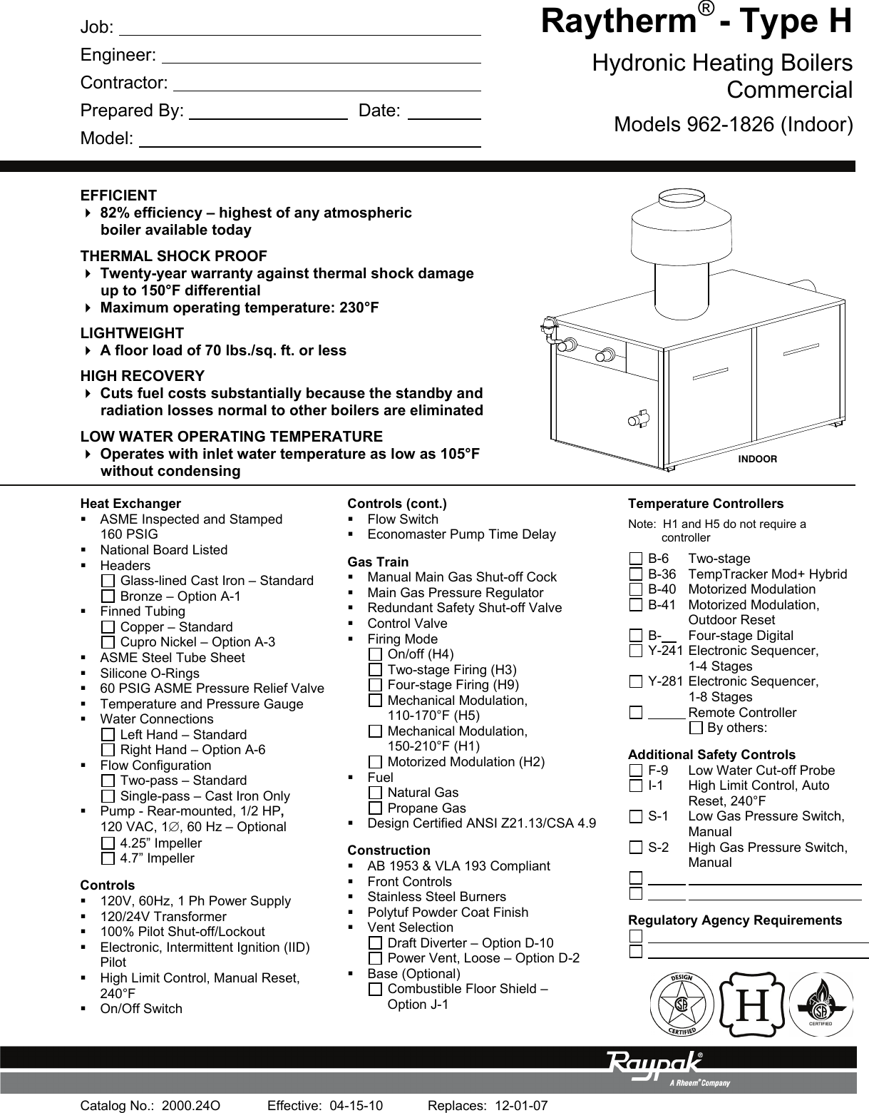 Raypak H3 Boiler Manual