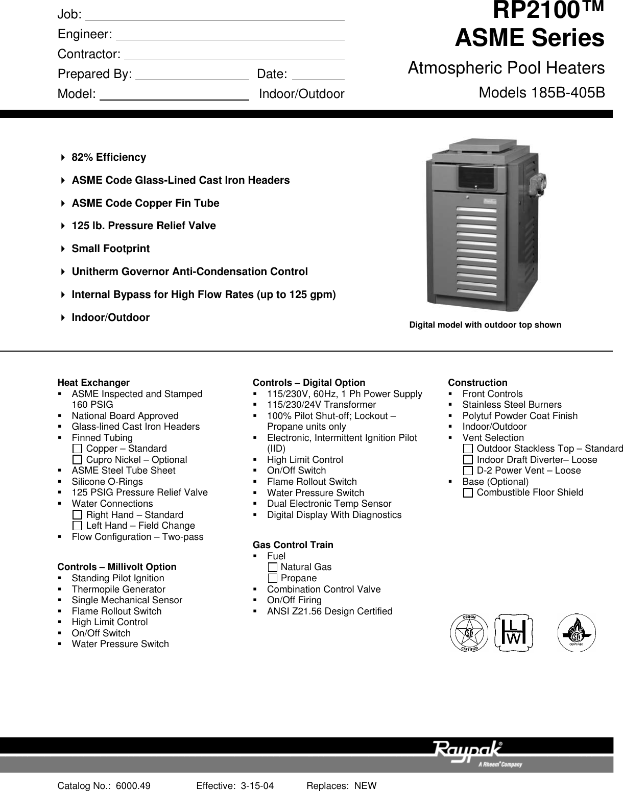 Page 1 of 2 - Raypak Raypak-Rp2100-Asme-Series-Users-Manual- TYPE W - Hi Delta™ Raypak-rp2100-asme-series-users-manual