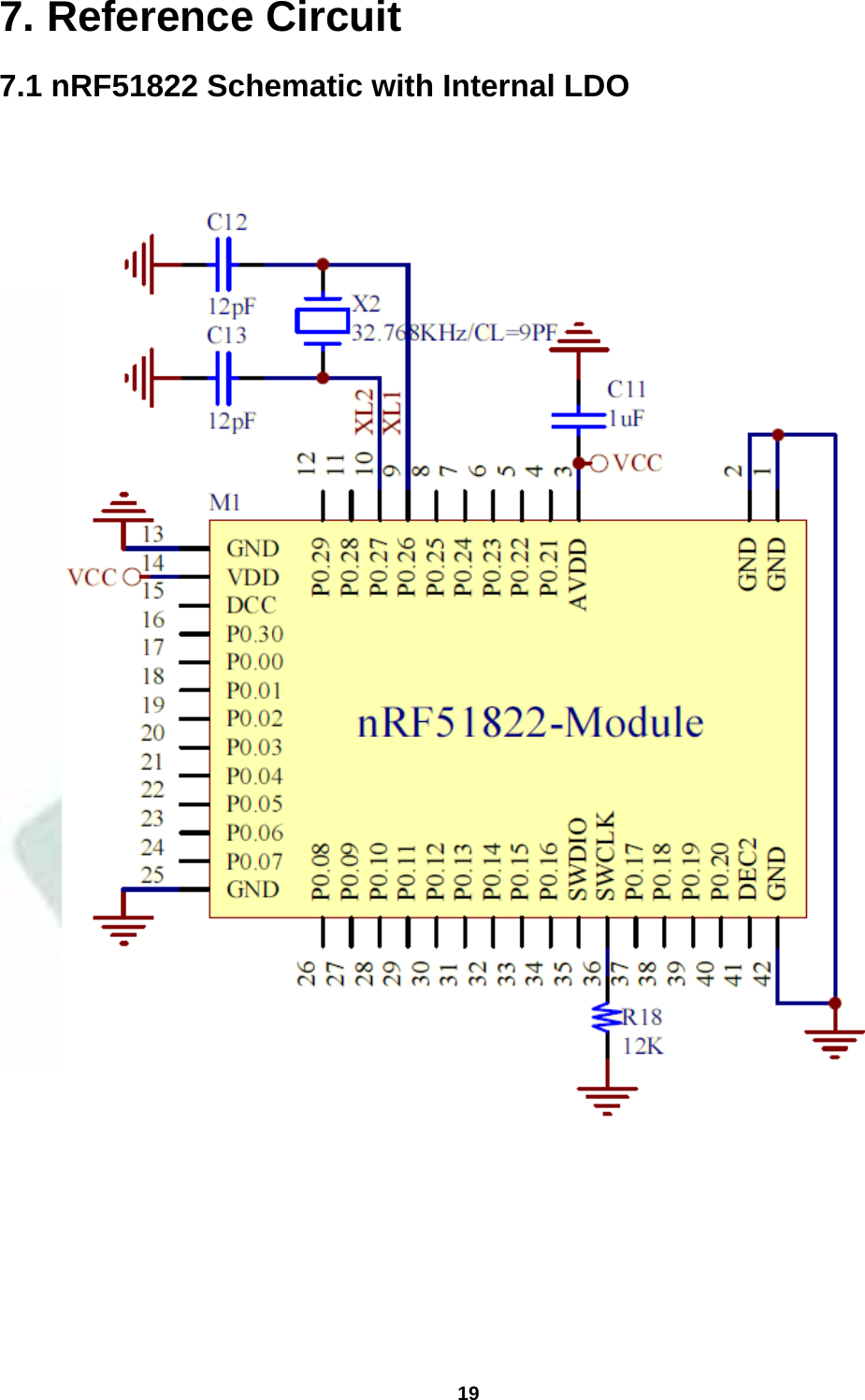  19  7. Reference Circuit 7.1 nRF51822 Schematic with Internal LDO