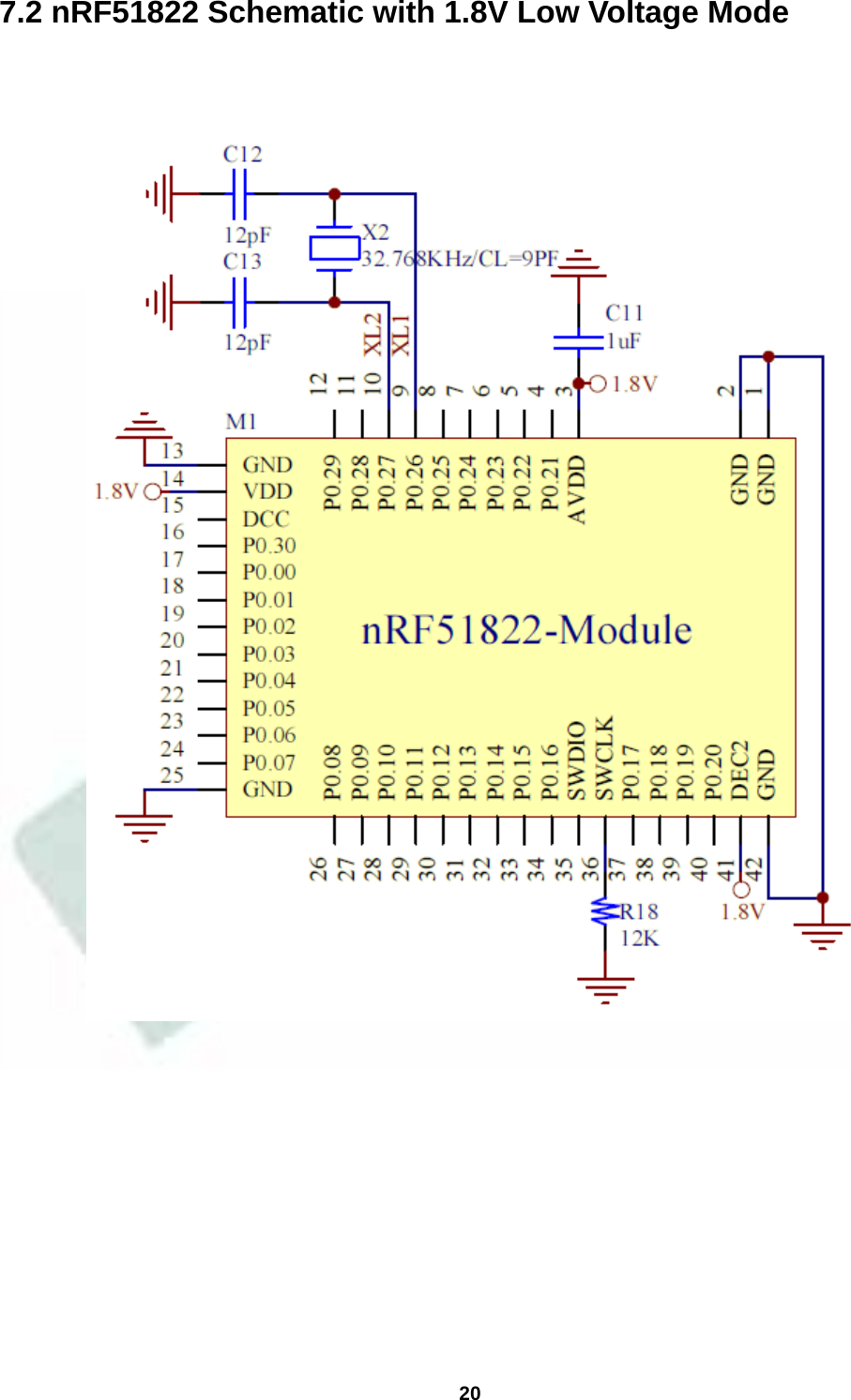  20  7.2 nRF51822 Schematic with 1.8V Low Voltage Mode  