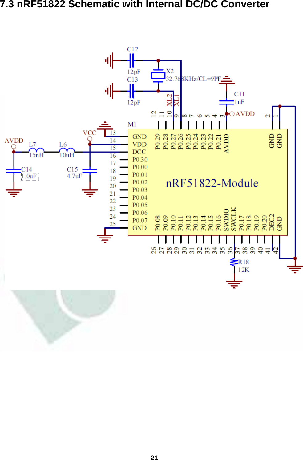  21  7.3 nRF51822 Schematic with Internal DC/DC Converter             