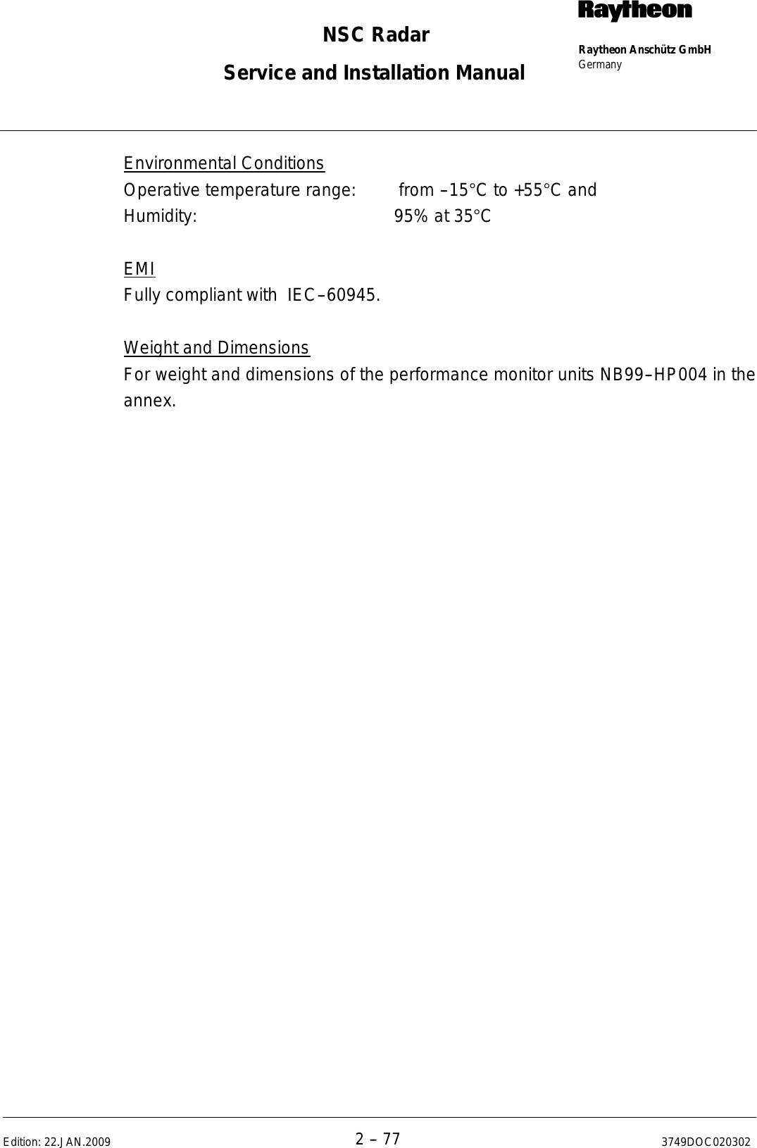 Page 109 of Raytheon Anschuetz High Seas 9RAN-SUR-25U Marine Radar User Manual Titel