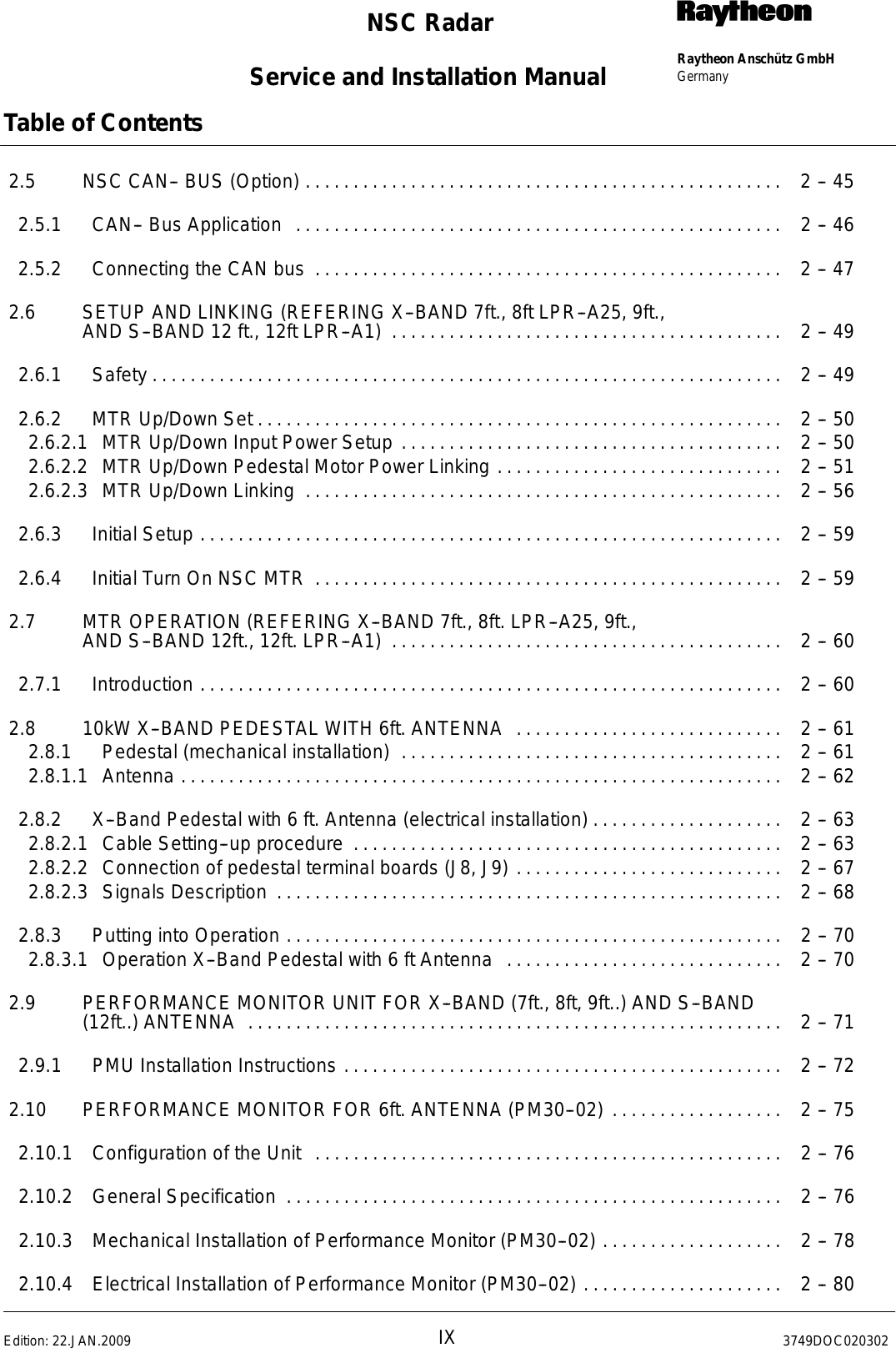 Page 11 of Raytheon Anschuetz High Seas 9RAN-SUR-25U Marine Radar User Manual Titel