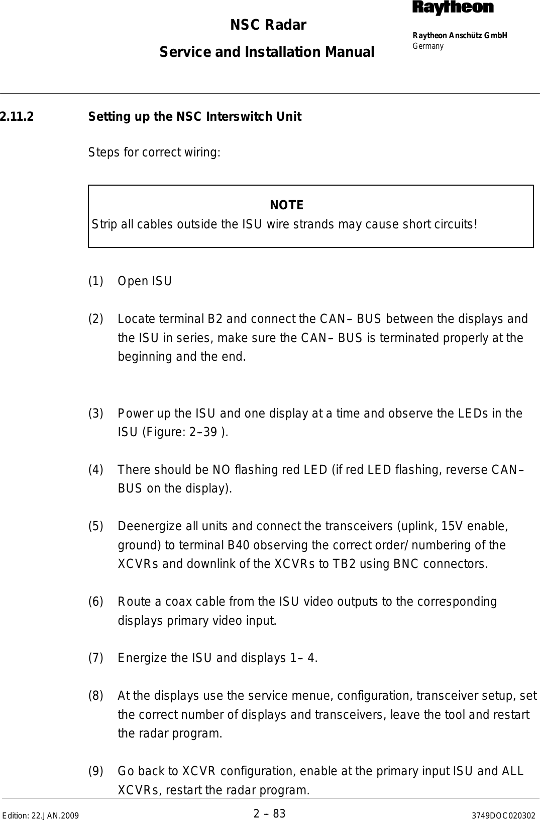 Page 115 of Raytheon Anschuetz High Seas 9RAN-SUR-25U Marine Radar User Manual Titel