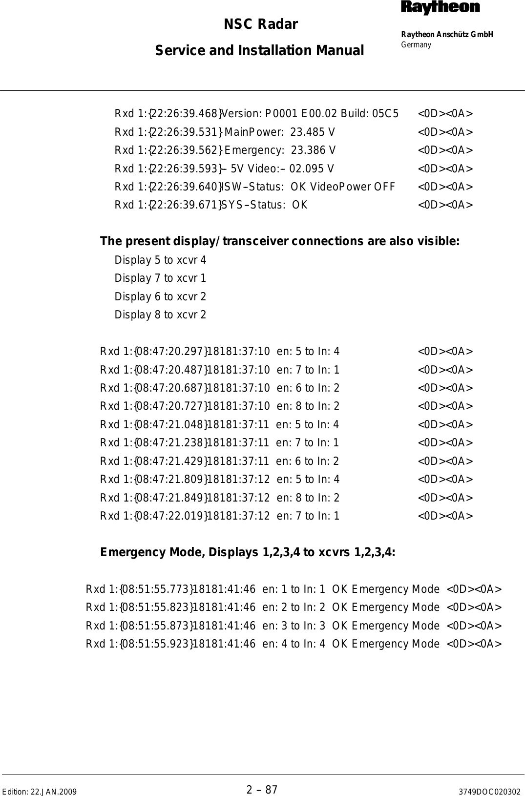 Page 119 of Raytheon Anschuetz High Seas 9RAN-SUR-25U Marine Radar User Manual Titel