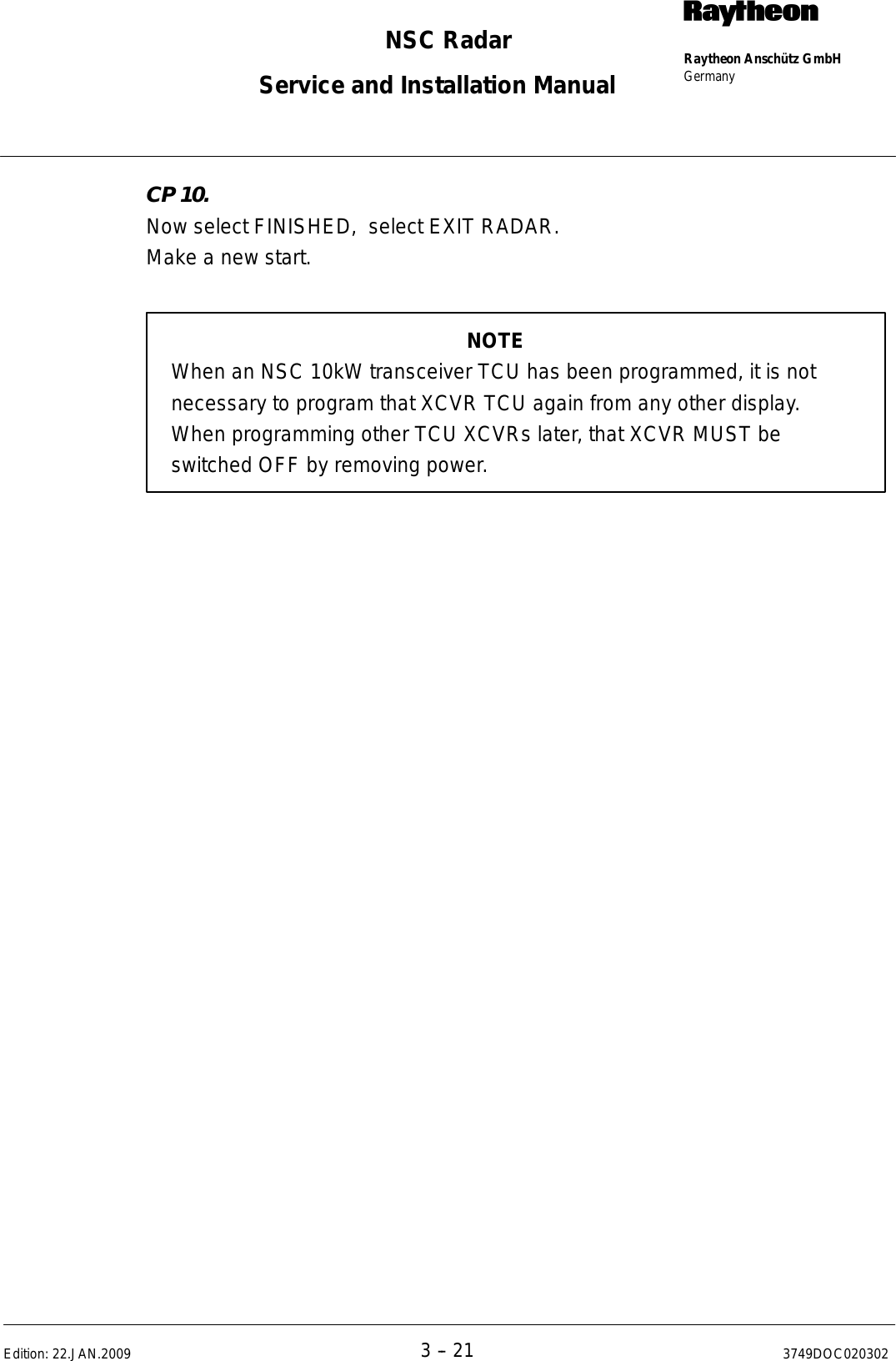 Page 142 of Raytheon Anschuetz High Seas 9RAN-SUR-25U Marine Radar User Manual Titel