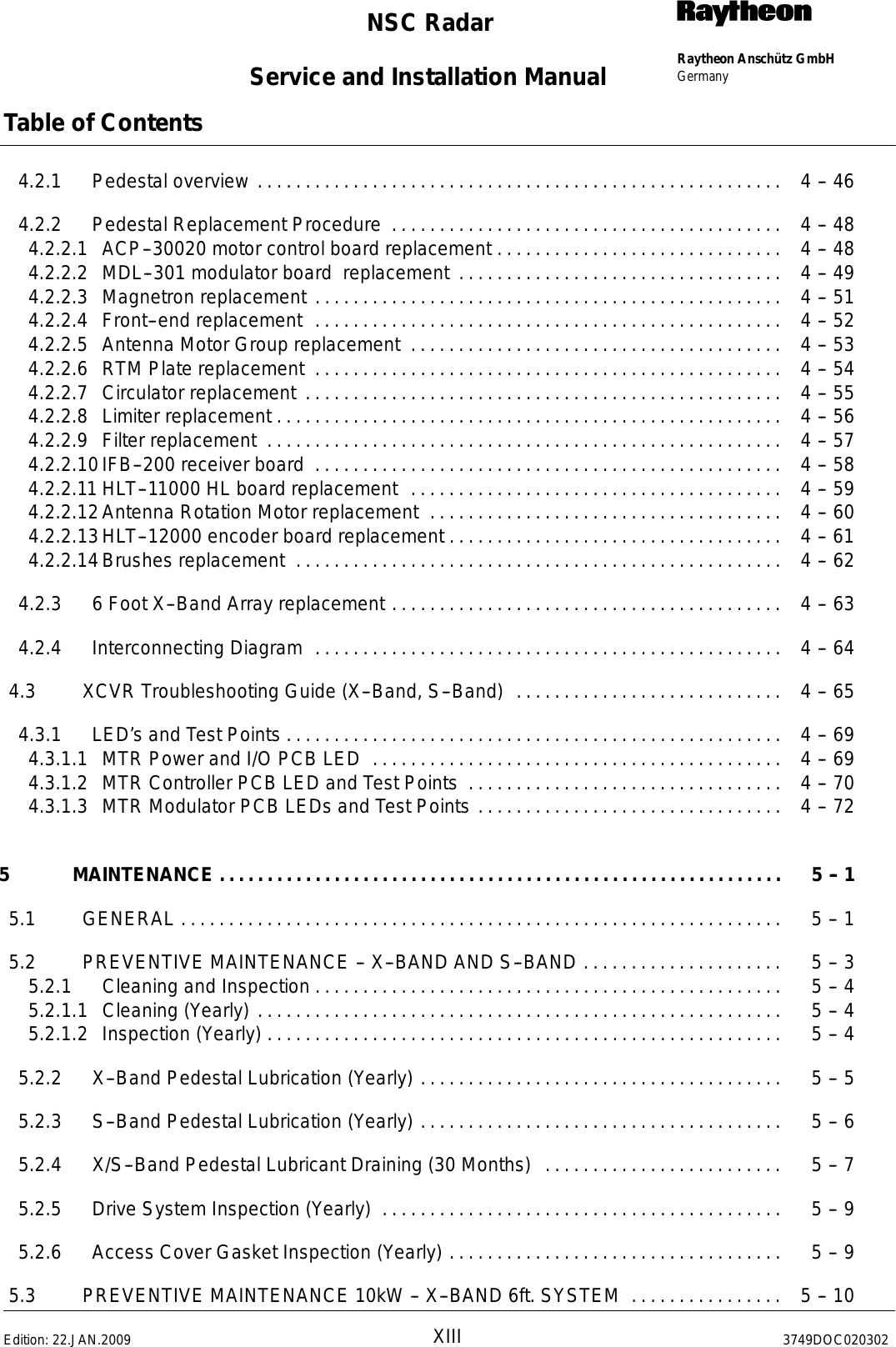 Page 15 of Raytheon Anschuetz High Seas 9RAN-SUR-25U Marine Radar User Manual Titel