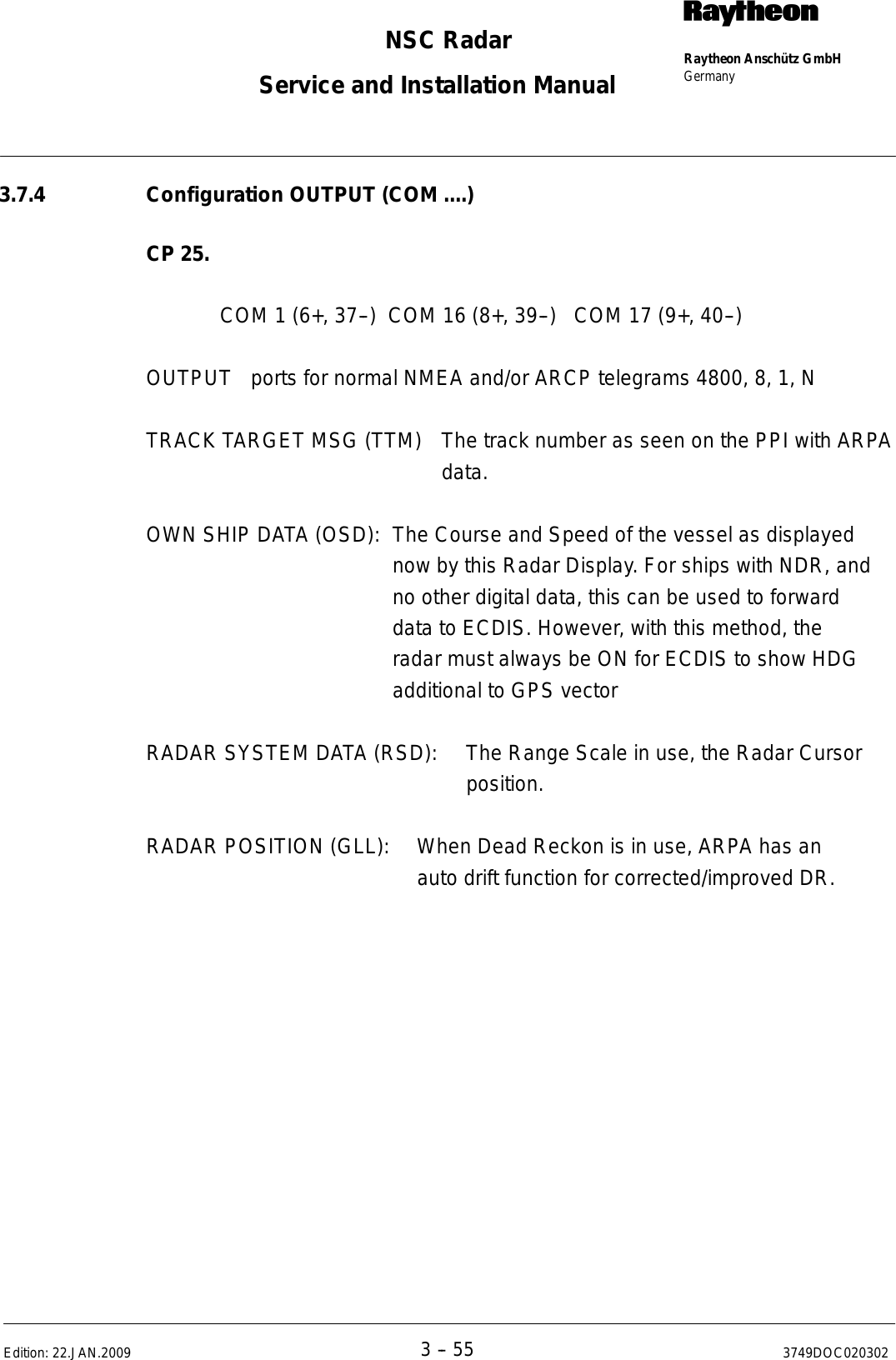 Page 176 of Raytheon Anschuetz High Seas 9RAN-SUR-25U Marine Radar User Manual Titel