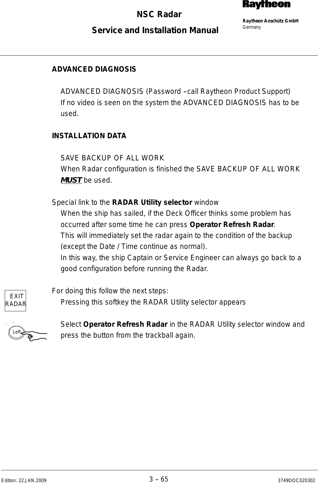 Page 186 of Raytheon Anschuetz High Seas 9RAN-SUR-25U Marine Radar User Manual Titel