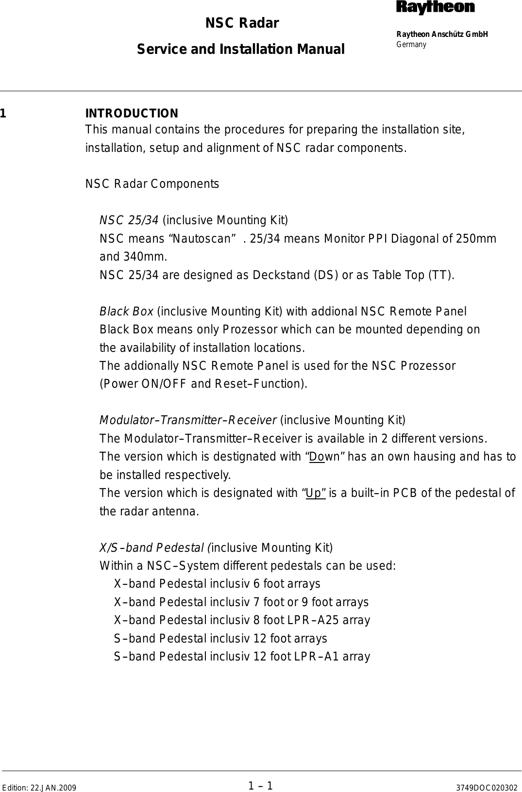 Page 19 of Raytheon Anschuetz High Seas 9RAN-SUR-25U Marine Radar User Manual Titel