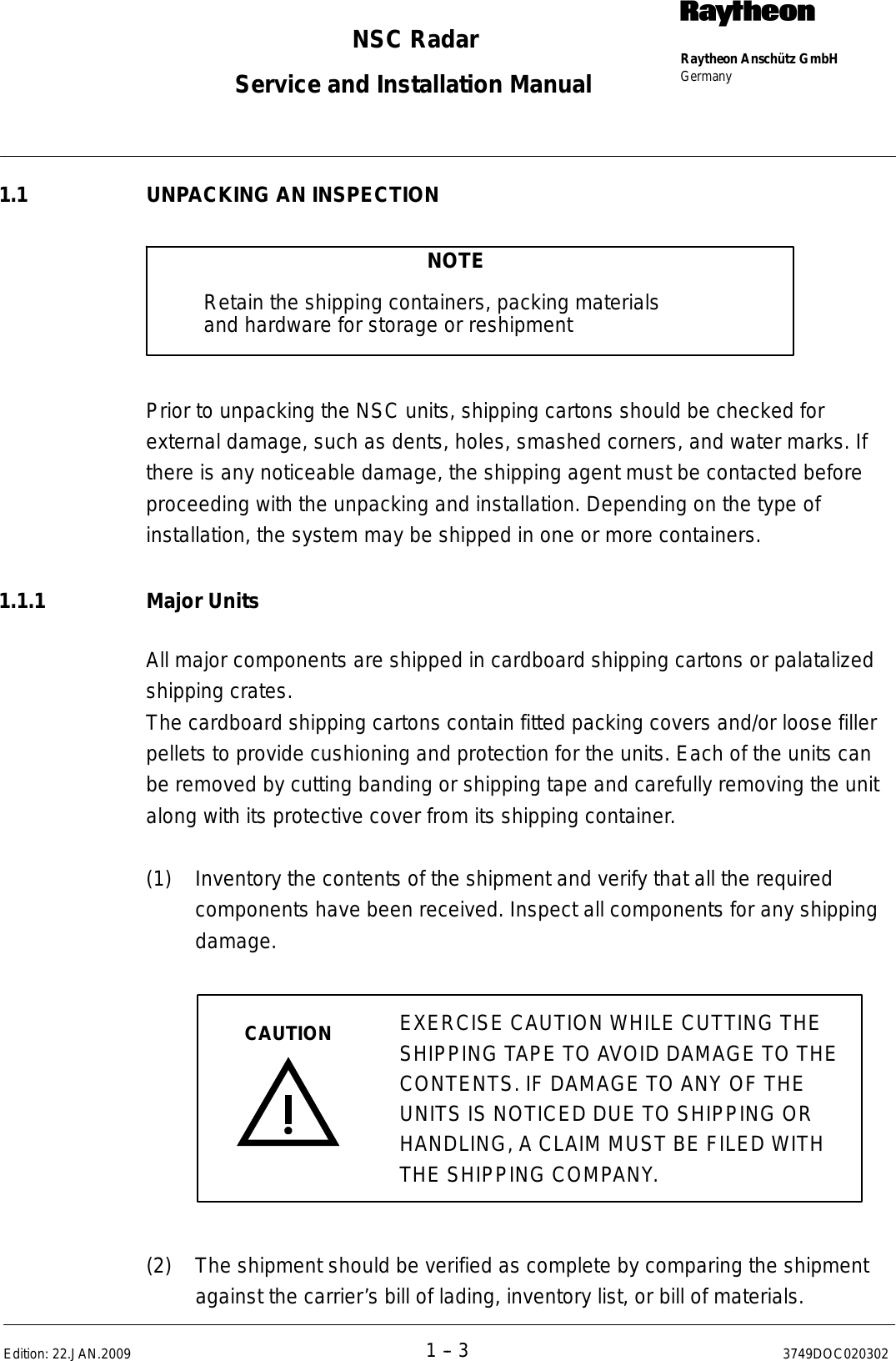 Page 21 of Raytheon Anschuetz High Seas 9RAN-SUR-25U Marine Radar User Manual Titel