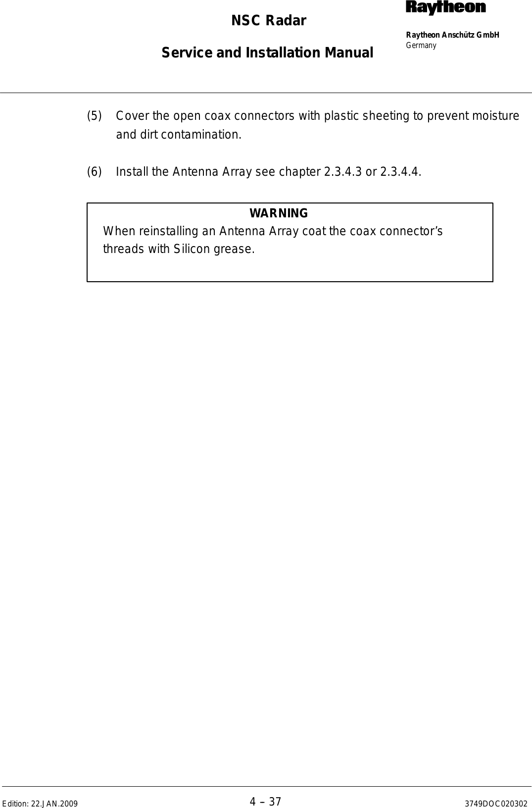 Page 240 of Raytheon Anschuetz High Seas 9RAN-SUR-25U Marine Radar User Manual Titel