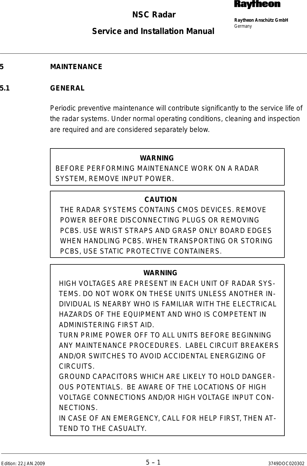 Page 278 of Raytheon Anschuetz High Seas 9RAN-SUR-25U Marine Radar User Manual Titel