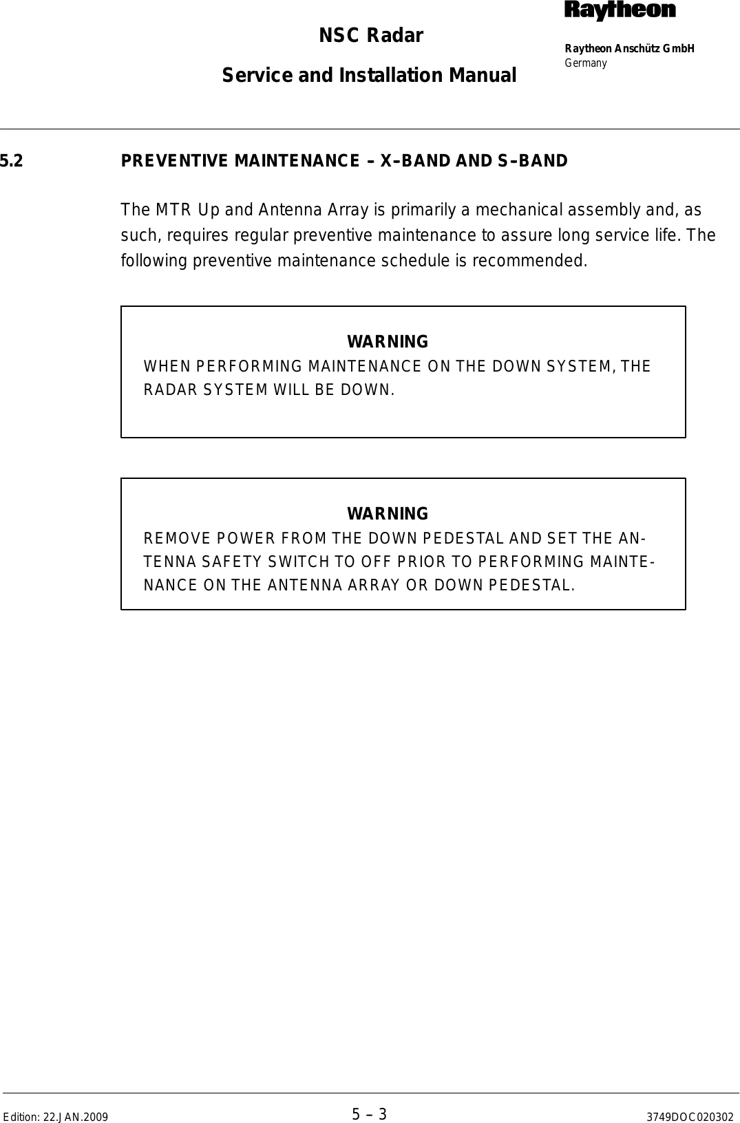 Page 280 of Raytheon Anschuetz High Seas 9RAN-SUR-25U Marine Radar User Manual Titel