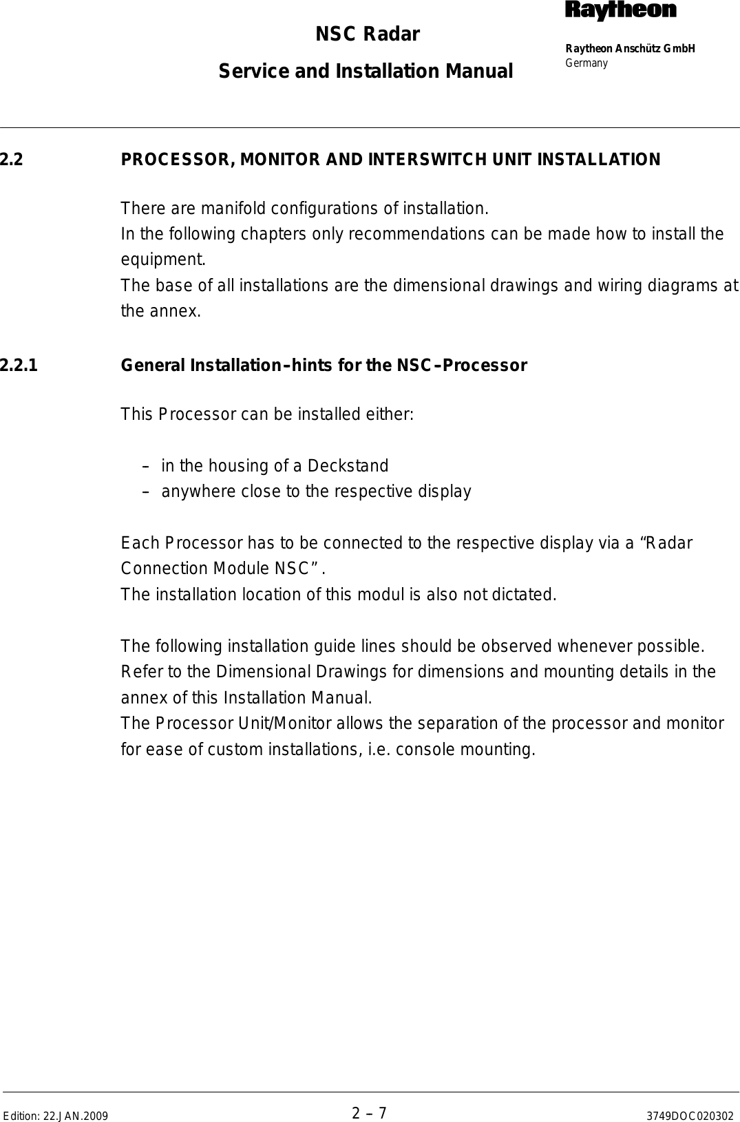 Page 39 of Raytheon Anschuetz High Seas 9RAN-SUR-25U Marine Radar User Manual Titel