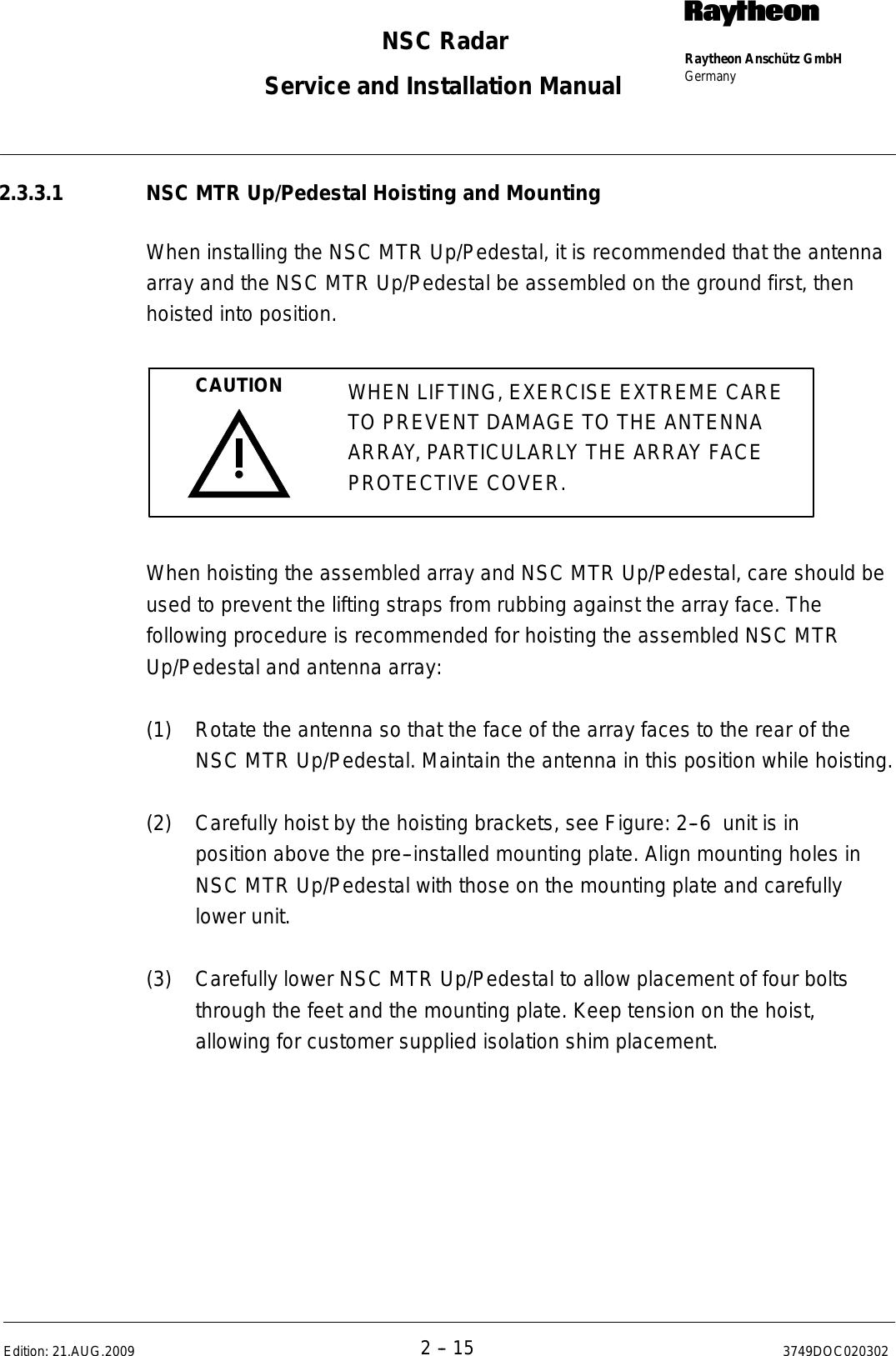 Page 47 of Raytheon Anschuetz High Seas 9RAN-SUR-25U Marine Radar User Manual Titel